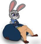  absurd_res anthro big_butt bodily_fluids bulge butt clothed clothing disney duo facesitting female genital_fluids hi_res huge_butt huge_thighs hyper hyper_butt judy_hopps lagomorph leg_grab leporid male male/female mammal nick_wilde parumpi precum precum_through_clothing rabbit simple_background thick_thighs thigh_grab wet wet_clothing white_background zootopia 