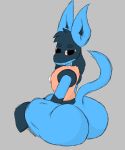 ambiguous_gender anthro bedroom_eyes big_butt butt hi_res huge_butt looking_at_viewer looking_back lucario narrowed_eyes nintendo pok&eacute;mon pok&eacute;mon_(species) seductive sitting solo thick_thighs traashmann video_games 