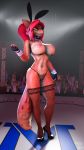  3d_(artwork) anthro cage canid canine clothing corset digital_media_(artwork) female fight fingerless_gloves footwear fox genitals gloves handwear hi_res high_heels isisazza lingerie mammal mma panties pussy shoes solo topwear translucent translucent_clothing underwear vivi 