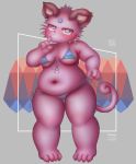 2020 4_fingers 4_toes absurd_res alolan_persian anthro belly bikini blush breasts claws clothed clothing curled_tail d685ab7f female fingers forehead_gem front_view fur half-closed_eyes hi_res looking_away mammal narrowed_eyes navel nintendo pok&eacute;mon pok&eacute;mon_(species) purple_body purple_fur regional_form_(pok&eacute;mon) short_stack skimpy slightly_chubby solo standing string_bikini swimwear teasing thick_thighs toe_claws toes video_games whiskers 