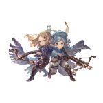  blonde_hair blue_eyes blue_hair bow_(weapon) brown_eyes closed_mouth crossbow elbow_gloves gloves granblue_fantasy hair_ornament hairclip hat long_hair looking_at_viewer milleore pointy_ears sahli_lao standing weapon 