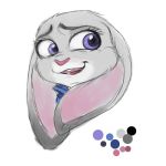  1:1 2016 anthro color_swatch disney ears_down fur grey_body grey_fur judy_hopps lagomorph leporid low_res mammal open_mouth open_smile pink_nose pivoted_ears purple_eyes rabbit s-dash simple_background smile solo white_background zootopia 