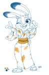  2016 anthro asian_clothing buckteeth clothed clothing color_swatch disney east_asian_clothing female fully_clothed fur japanese_clothing judy_hopps kimono lagomorph leporid mammal one_eye_closed open_mouth open_smile purple_eyes rabbit s-dash simple_background smile solo teeth white_background wink zootopia 