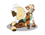 2018 anthro_to_inanimate arcanine breasts clothing collar female fox0808 inanimate_transformation looking_back nintendo open_mouth pok&eacute;mon pok&eacute;mon_(species) scared shirt simple_background solo topwear transformation video_games white_background 