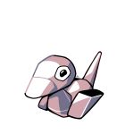 bird bird_focus black_eyes commentary creature english_commentary full_body gen_1_pokemon no_humans pokemon pokemon_(creature) porygon rumwik signature simple_background solo white_background 