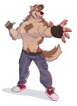  5_fingers anthro canid canine clothed clothing digital_media_(artwork) fingerless_gloves fingers footwear gloves handwear hat headgear headwear igiveyoulemons male mammal muscular muscular_male nipples pubes shoes sketch smile solo standing teeth topless 