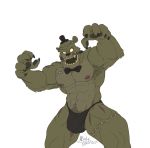  5_fingers abs anthro armpit_hair black_clothing black_underwear body_hair bolt_(object) bow_tie claws clothing dreadbear_(fnaf) empty_eyes fingers five_nights_at_freddy&#039;s hat headgear headwear hi_res inkart_flow male mammal muscular muscular_male open_mouth pawpads pecs scar sharp_teeth simple_background solo surgical_suture teeth top_hat underwear ursid video_games white_background 