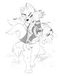  animal_crossing anthro big_breasts blush breasts canid canine canis carrying_person clothed clothing drunk duo english_text female freya_(animal_crossing) fur genitals hi_res male mammal monochrome nintendo open_mouth penis skwidbone smile substance_intoxication text video_games wolf wolfgang_(animal_crossing) 