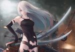  gray_eyes gray_hair nekobell nier nier:_automata sword weapon yorha_unit_no._2_type_a 