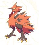  artsy-rc commentary english_commentary galarian_zapdos gen_8_pokemon highres looking_at_viewer no_humans pokemon pokemon_(creature) signature solo standing yellow_background zoom_layer 