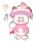  :&gt; alcremie artsy-rc closed_mouth fusion gen_8_pokemon hatterene highres looking_at_viewer no_humans pokemon pokemon_(creature) signature simple_background smile solo white_background 