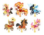  blitzle carousel commentary creature deerling deerling_(spring) english_commentary full_body gen_1_pokemon gen_2_pokemon gen_5_pokemon gen_7_pokemon girafarig mamath mudbray no_humans pink_ribbon pokemon pokemon_(creature) rapidash ribbon simple_background stantler white_background 