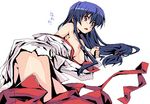  akabane_kureha blue_hair breasts koma_(qqq111) large_breasts long_hair night_wizard nipples oekaki open_clothes red_eyes solo 