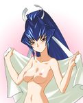  artist_request breasts hair_intakes medium_breasts mitsurugi_meiya muvluv nude open_towel solo towel 