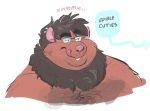  anthro black_hair brown_body brown_fur dialogue dialogue_box dramamine ear_piercing eyewear fur glasses hair hairy jagg licking licking_lips male mammal murid murine overweight overweight_male piercing rat rodent solo tongue tongue_out 