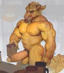  abs accessory anthro areola balls beverage biceps big_biceps big_muscles big_pecs big_penis big_tail biped blurred_foreground cock_ring cup darkgem dragon erection genitals hi_res horn huge_penis huge_tail humanoid_genitalia humanoid_hands humanoid_penis jewelry long_penis male manly muscular pecs penis penis_accessory penis_jewelry scales scalie solo standing temptai thick_penis uncut 