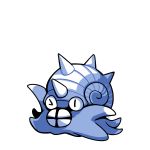  blue_theme commentary creature english_commentary full_body gen_1_pokemon no_humans omastar one_eye_closed pokemon pokemon_(creature) rumwik shell signature simple_background solo spikes white_background 