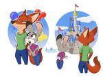  2019 4:3 anthro brown_body brown_fur buckteeth canid canine clothed clothing disney disney_parks disneyland duo fox fully_clothed fur grey_body grey_fur hi_res johnmigleart judy_hopps lagomorph leporid mammal nick_wilde open_mouth rabbit red_fox smile teeth zootopia 