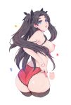  absurdres armpits ass back black_hair blue_eyes breasts fate/stay_night fate_(series) hair_ribbon highres long_hair mr_mlemkins nipples nude open_mouth panties ribbon thighhighs thighs tongue tongue_out toosaka_rin twintails underwear 