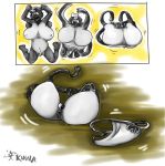  2007 anthro anthro_to_inanimate balls bra breasts clothing clothing_transformation comic genitals inanimate_transformation kanada mammal mephitid multiple_scenes nipples open_mouth pawpads penis shrinking skunk solo surprise transformation underwear 