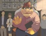  anthro belt bottomwear bowser casual_clothing claws clothed clothing eyewear female fully_clothed garouzuki gesture glasses group hair highschool human japanese_text koopa locker looking_at_viewer male mammal mario_bros nintendo pants purse reptile scalie shirt smile text topwear video_games waving 