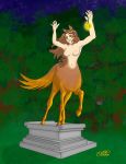  2011 alternate_species amulet breasts brown_hair centaur diana_lombard equid equid_taur female hair hi_res mammal mammal_taur martin_mystery_(series) night nipples nude outside petrification scorpia solo star taur transformation 