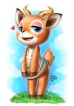  animal_crossing antelope beau_(animal_crossing) bovid cervid choreuny covering covering_crotch covering_self hi_res male mammal nintendo semi-anthro solo video_games 