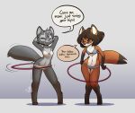  bra brown_hair canid canine clothing daughter english_text eyes_closed female feretta fox fur green_eyes grey_body grey_fur hair hi_res hula_hoop lingerie mammal mirial_mon_siviel mother mother_and_child mother_and_daughter orange_body orange_fur parent parent_and_child red_fox silver_fox simple_background space_vixen text underwear vix_(feretta) white_body white_fur 