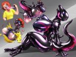  2020 4:3 anthro anus black_body breast_expansion breasts butt clothing female genitals hand_on_breast human human_to_anthro mammal nintendo nipples open_mouth pok&eacute;mon pok&eacute;mon_(species) pussy rubber salazzle sequence shirt simple_background sitting solo species_transformation tail_growth tonde tongue tongue_out topwear torn_clothing transformation video_games 