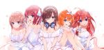  blue_eyes breasts brown_hair cleavage go-toubun_no_hanayome group hanakanzarashi headband headphones long_hair nakano_ichika nakano_itsuki nakano_miku nakano_nino nakano_yotsuba orange_hair pink_hair red_hair short_hair 