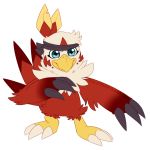  1:1 accessory alpha_channel ambiguous_gender avian beak black_claws blue_eyes claws digimon digimon_(species) feathers hawkmon head_markings headband markings red_body red_feathers red_markings simple_background smile solo the-chibster toe_claws transparent_background white_claws yellow_beak 