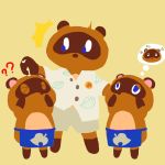  1:1 2020 ? animal_crossing anthro apron blue_eyes bodily_fluids bottomwear brown_body brown_fur canid canine clothing cum cum_on_hand cum_on_head eyes_closed fur genital_fluids group mammal nintendo olkl1234 raccoon_dog shirt shorts simple_background tanuki timmy_nook tom_nook_(animal_crossing) tommy_nook topwear video_games 