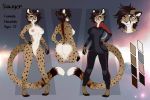  2020 4_toes 5_fingers aimi anthro brown_hair cheetah digital_media_(artwork) felid feline female fingers fur hair mammal model_sheet orange_eyes smile solo spots spotted_body spotted_fur standing toes 