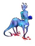  2015 alien ambiguous_gender andalite animorphs blue_body blue_fur digital_media_(artwork) fur josi josibee mouthless murderjosi simple_background solo stalk_eyes tail_blade taur white_background 