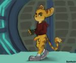  anthro balls bottomless clothed clothing genitals hi_res humanoid_genitalia humanoid_penis lombax male mammal penis ratchet ratchet_and_clank solo sunhuiz video_games 