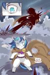  ! 2:3 blood blue_hair bodily_fluids cold-blooded-twilight comic dialogue equid friendship_is_magic hair hi_res horn male mammal my_little_pony shining_armor_(mlp) solo thought_bubble unicorn white_body wounded 