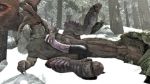  3d_(artwork) balls banbaro barlu brute_wyvern capcom digital_media_(artwork) feral forest fur genitals hi_res holding_penis horn looking_at_viewer male monster_hunter penis snow solo source_filmmaker spread_legs spreading tree video_games 