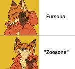  2019 anthro canid canine claws disney drake_(musician) english_text eyes_closed famished_(artist) fox fur gesture hi_res hotline_bling mammal meme nick_wilde orange_body orange_fur pawpads pointing red_fox smile solo text zootopia 