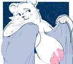  2020 anthro areola blush breasts cheek_tuft facial_tuft female fur fur_tuft ice_(ishuzoku_reviewers) ishuzoku_reviewers looking_aside mammal nipples pink_areola pink_nipples polar_bear round_ears solo tuft ursid ursine white_body white_ears white_fur zombiesunlight 