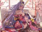  animal_ears ass bunny_ears fate/grand_order japanese_clothes nitocris_(fate/grand_order) no_bra nopan open_shirt sherryqq thighhighs 