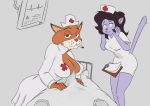  2018 anthro bed bed_sheet bedding breasts cigarette cleavage clipboard clothed clothing domestic_cat erection felid feline felis female female_focus first_person_view furniture genitals hair hat headgear headwear hospital_bed looking_at_viewer male male_pov mammal nickelodeon nipples nurse nurse_hat nurse_kitty nurse_uniform penis ren_and_stimpy shocked snoot&#039;s_new_squat stupidgnoll uniform 