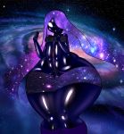  anthro breasts bulge clothed clothing curvy_figure edit galaxy girly glistening glistening_body glowing glowing_eyes hair humanoid intersex leggings legwear long_hair male sangelia shopped skimpy solo space star thick_thighs voluptuous wide_hips 