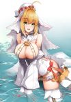  dress fate/grand_order no_bra saber_bride saber_extra sezoku thighhighs wet 