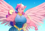  anthro bakki big_breasts breasts clothed clothing equid feathered_wings feathers female friendship_is_magic horn mammal muscular muscular_female my_little_pony pink_body princess_cadance_(mlp) solo winged_unicorn wings 