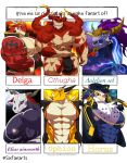  abs anthro aurelion_sol_(lol) avian bastroceive big_muscles big_pecs bioluminescence black_body black_clothing black_hat black_headwear black_topwear black_underwear blonde_hair blue_body bone bulge claws clothe clothed clothing cthugha_(tas) delga demon dragon elias_ainsworth fingerless_gloves gloves glowing glowing_eyes grin group hair handwear hat headgear headwear hi_res horn horus_(tas) huge_muscles jacket league_of_legends looking_at_viewer male muscular nipples one_eye_closed open_clothing ophion pecs pink_nipples red_body red_eyes riot_games scalie skull smile tattoo tokyo_afterschool_summoners topless topwear underwear vein video_games white_body wink 