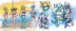  2017 aisha_(neopets) annoyed anthro bikini blonde_hair bra breasts clothing denverend duo eyewear female female/female glasses goo_transformation hair hi_res human_to_anthro isca jumpstart_games marine merfolk mermaidification neopet_(species) neopets ponytail pouring rubber sequence smile species_transformation surprise swimwear torn_clothing transformation underwear video_games 