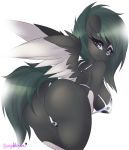  anthro bent_over big_breasts big_butt bikini bikini_thong breasts bunnywhiskerz butt clothing equid equine female looking_back mammal pterippus simple_background sling_bikini solo swimwear white_background wings 