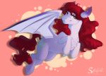  2020 cutie_mark eyebrows eyelashes fan_character female feral green_eyes hair hooves membrane_(anatomy) membranous_wings my_little_pony red_hair silentwulv smile solo wings 