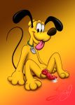  absurd_res canid canine canis collar disney domestic_dog feral genitals hi_res knot lobofeo male mammal penis pluto_(disney) solo 