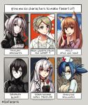  6+girls :d ace_combat_7 ahoge animal_ear_fluff animal_ears apple arknights bangs black_bow black_choker black_gloves black_hair black_jacket black_neckwear blame! blue_eyes blue_hair bow breasts brown_hair center_frills character_name choker cleavage closed_mouth collarbone commentary_request copyright_name cravat cropped_jacket crossover dress english_text eyebrows_visible_through_hair eyepatch facial_mark fang flower food frills fruit girls_frontline gloves grey_eyes grey_hair hair_between_eyes hair_bow hair_intakes hair_ornament hairband hairclip hands_up hat head_tilt highres holding holding_food holding_fruit holo horns iws-2000_(girls_frontline) jacket large_breasts long_hair looking_at_another looking_at_viewer mask medical_eyepatch medium_breasts mouth_mask multiple_girls ndtwofives nurse_cap one_eye_covered open_mouth own_hands_together pale_skin parted_lips pink_dress ponytail puffy_sleeves purple_shirt red_eyes rosa_cossette_d&#039;elise rose sanakan shirt short_hair short_sleeves silver_hair skullgirls smile spice_and_wolf surgical_mask talulah_(arknights) upper_body valentine_(skullgirls) white_dress white_flower white_headwear white_jacket white_rose white_shirt wolf_ears 